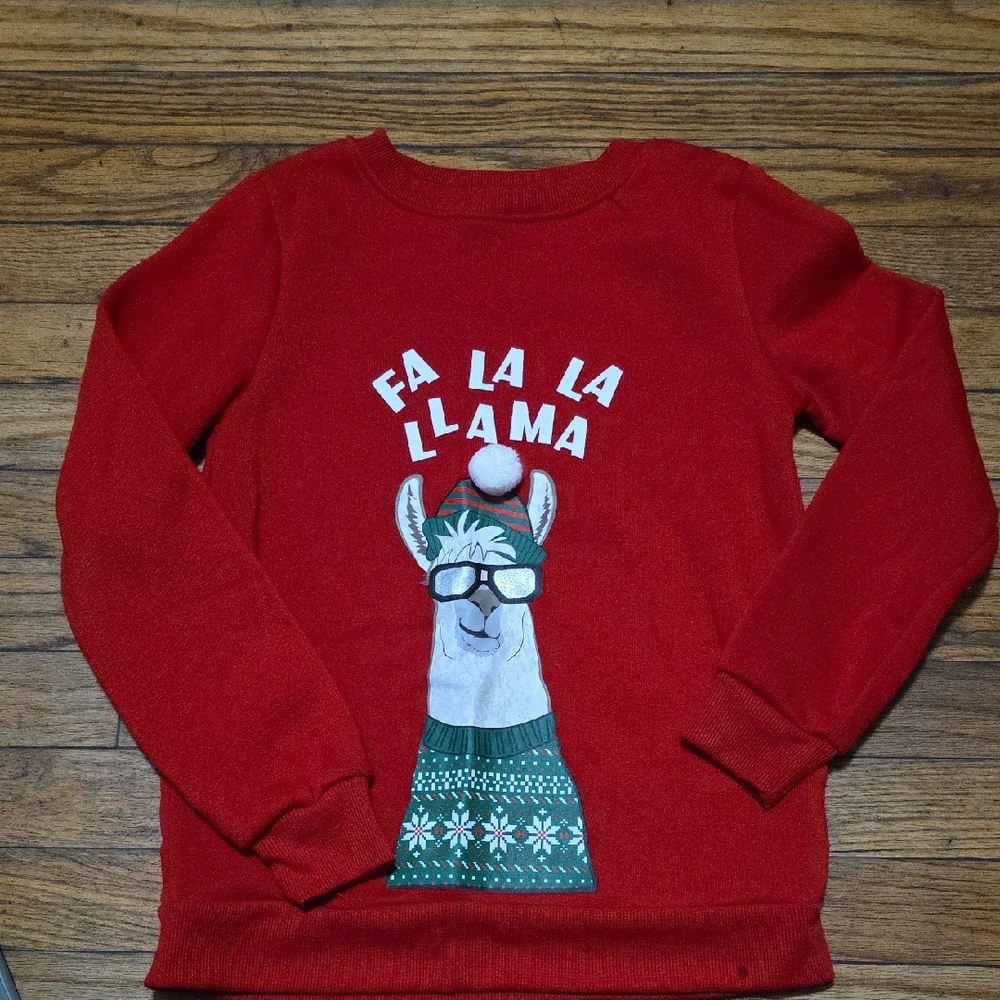 Festive Red Llama Sweater for Kids
